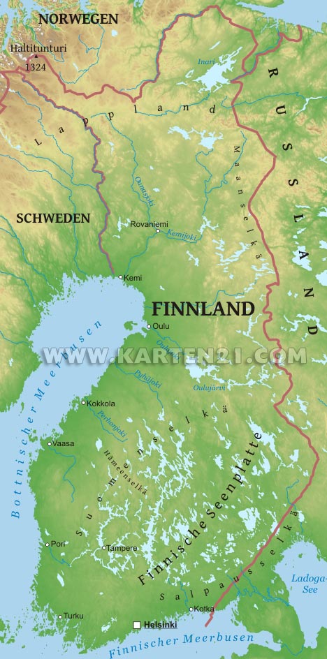 Finnland Karte - Finnland Orographie Karte : Finn kart er en ledende